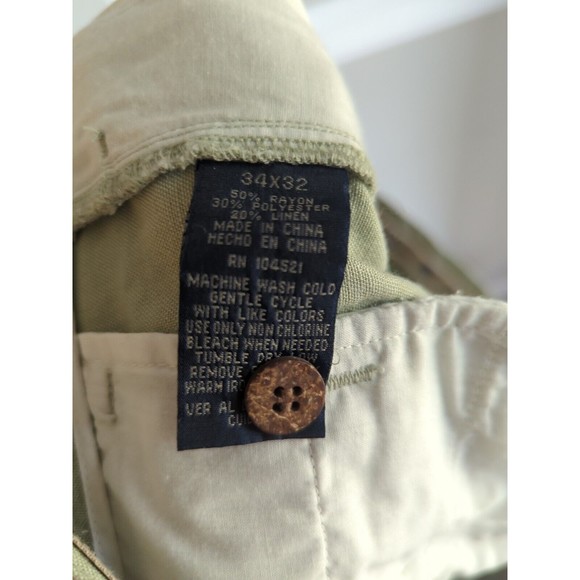 La Cabana Men's 34X32 Light Green Linen Blend Cuffed Slacks - Picture 9 of 9